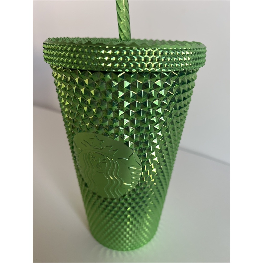 Starbucks Metallic Green Studded Bling 16 oz Tumbler Cold Cup /Holiday/ Collect - Picture 2 of 7